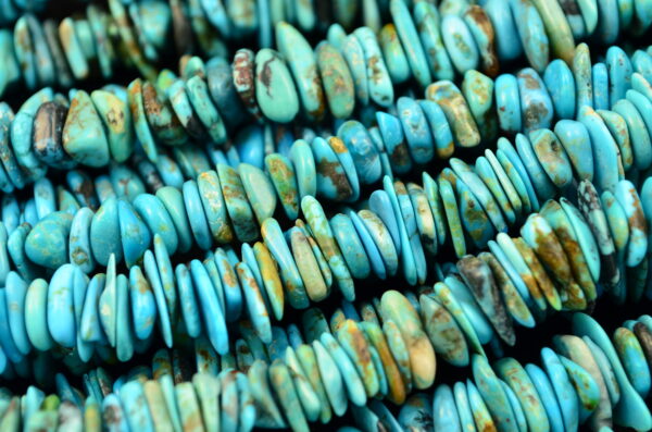 Center Drill Chips Stabilized Blue Green Tibetan Turquoise Bead Strands