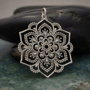 Sterling Silver Open Lotus Pendant Charm