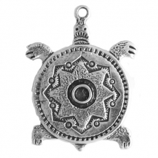 Sterling Silver Stylized Round Turtle