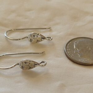 Sterling silver handmade French earring wire w/hammered teardrop