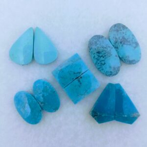 Assorted Stabilized Earring Pairs Kingman Turquoise Cabochons