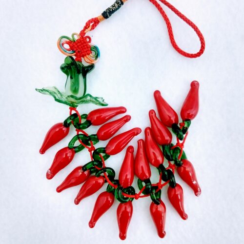 Large Red Glass Chili Beads
