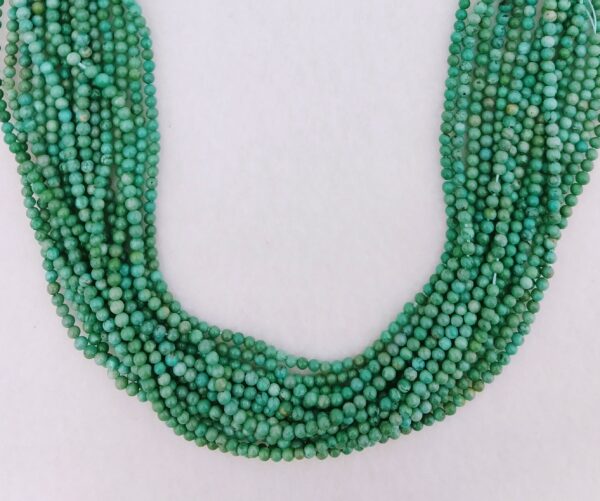 Round Stabilized Blue-Green Tibetan Turquoise Bead Strands