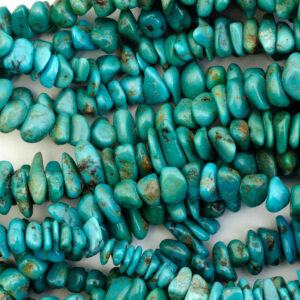Short Drill Nugget Blue Green Chinese Stabilized Turquoise Bead Strands