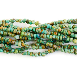 Center Drill Nugget Stabilized Green Tibetan Boulder Turquoise Bead Strands