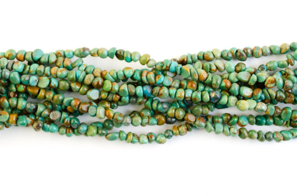 Center Drill Nugget Stabilized Green Tibetan Boulder Turquoise Bead Strands