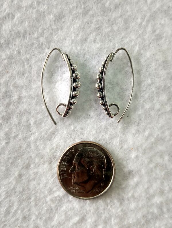 Sterling Silver Hand Made Granulated Earring Wires - Marquis