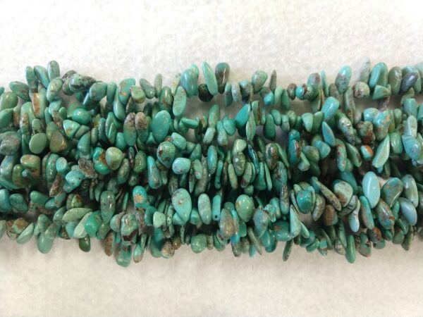 Top Drill Tooth-Shaped Blue Green Tibetan Stabilized Turquoise Bead Strands