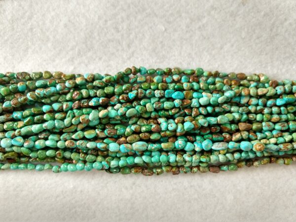 Long Drill Nugget Kingman Natural Turquoise Bead Strands