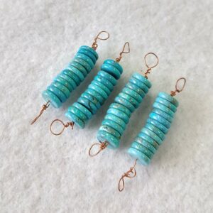 Blue Button-Shaped Kingman Stabilized Turquoise Bead Strands