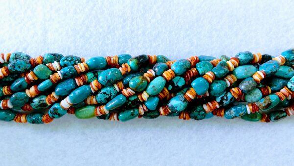Long Drill Nugget Tibetan Turquoise and Spiny Oyster Bead Strands