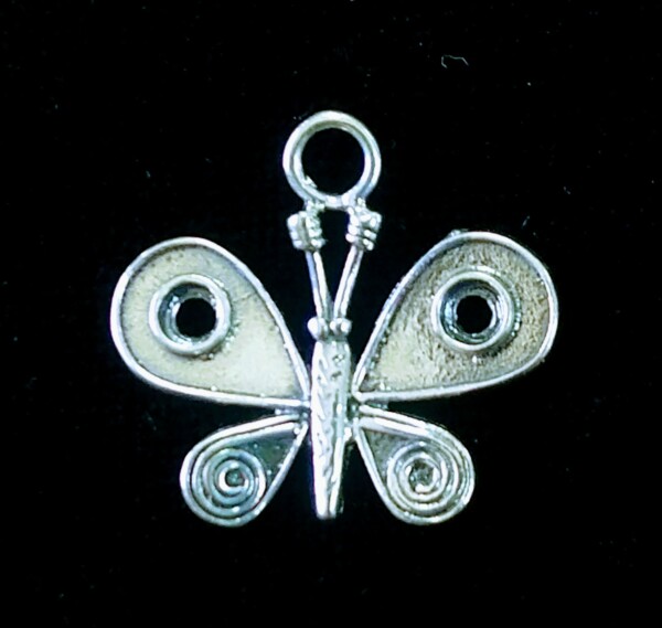 214744 Sterling Silver Filigree Butterfly Charm
