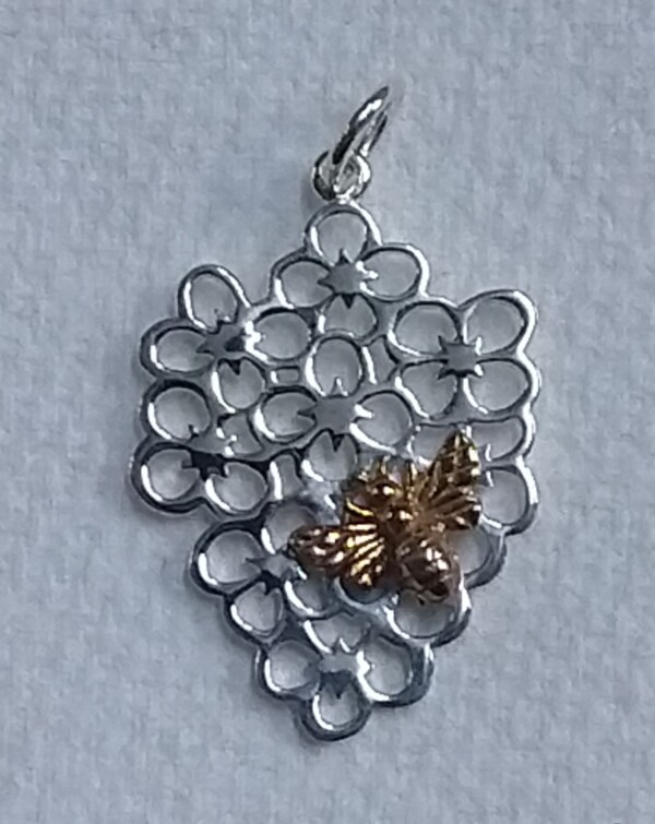 Sterling Silver Flower - Bronze Bee Charm