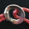 Silver Plated Hammered Hook Clasp - Red