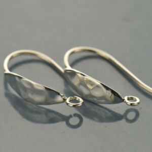 Sterling Silver Earring Wire - Hammered Shield